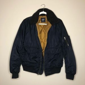GAP Mens Navy Puffer Bomber Jacket